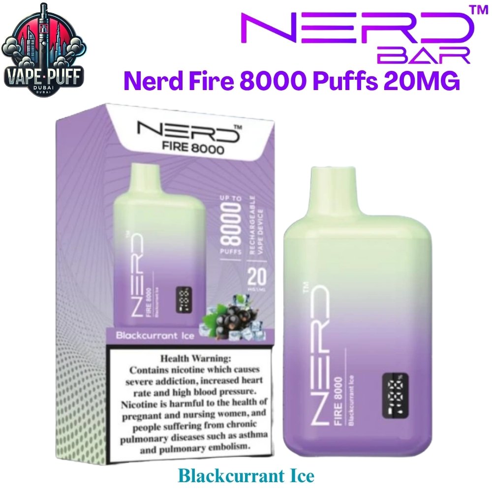 Nerd Fire 8000 Puffs 20MG Blackcurrant Ice Disposable Vape in Dubai UAE Nerd Fire 8000 Puffs 20MG Blackcurrant Ice Disposable Vape in Dubai UAE