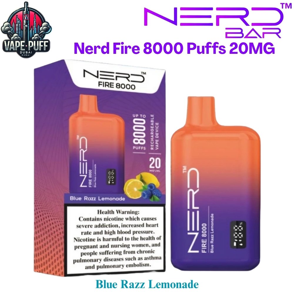 Nerd Fire 8000 Puffs 20MG Blue Razz Lemonade Disposable Vape in Dubai UAE Nerd Fire 8000 Puffs 20MG Blue Razz Lemonade Disposable Vape in Dubai UAE