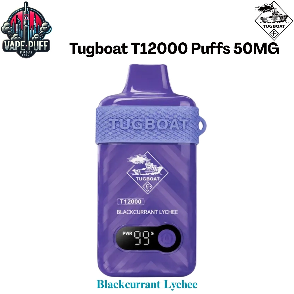 Tugboat T12000 Puffs 50MG Blackcurrant Lychee Disposable Vape in Dubai UAE Tugboat T12000 Puffs 50MG Blackcurrant Lychee Disposable Vape in Dubai UAE