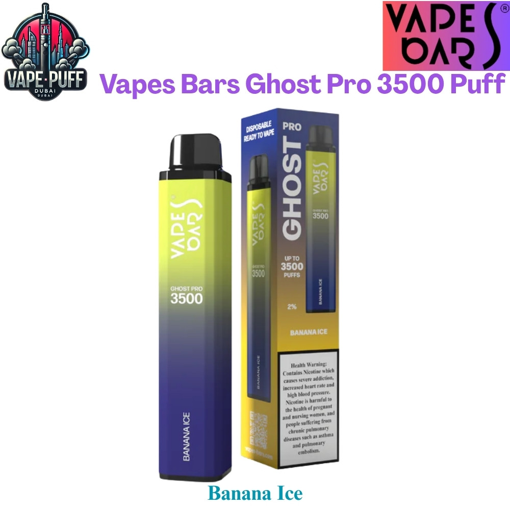 Vapes Bars Ghost Pro 3500 Puffs 20MG Banana Ice Disposable Vape in Dubai UAE
