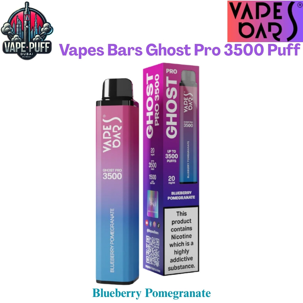 Vapes Bars Ghost Pro 3500 Puffs 20MG Blueberry Pomegranate Disposable Vape in Dubai UAE