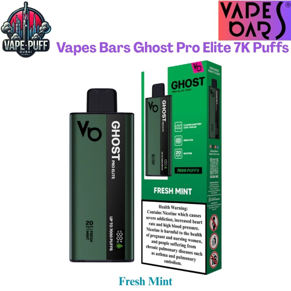 Vapes Bars Ghost Pro Elite 7000 Puffs 20MG Fresh Mint Disposable Vape in Dubai UAE Vapes Bars Ghost Pro Elite 7000 Puffs 20MG Fresh Mint Disposable Vape in Dubai UAE