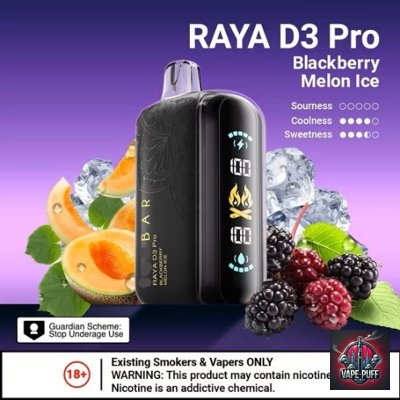 Blackberry Melon Ice Flavor of ELFBAR Raya D3 Pro 30000 Puffs