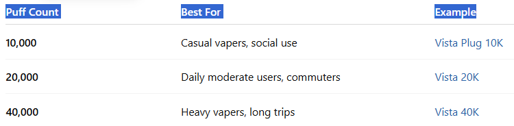 Which Puff Count Should You Choose-Vozol Vista 20000 Puffs