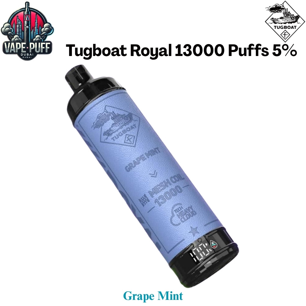 Tugboat Royal 13000 Puffs 50MG Grape Mint Disposable Vape in Dubai UAE Tugboat Royal 13000 Puffs 50MG Grape Mint Disposable Vape in Dubai UAE