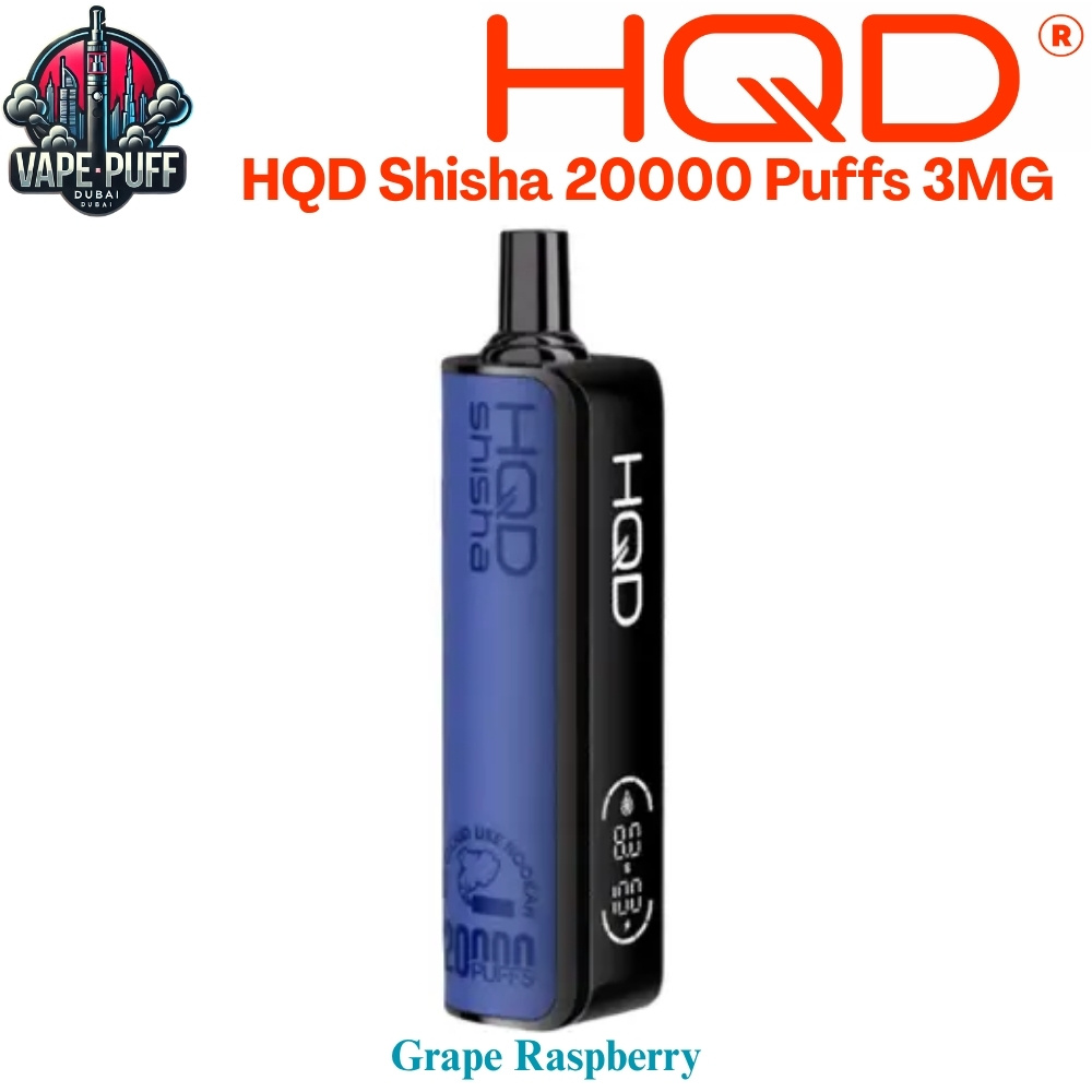 HQD Shisha 20000 Puffs 3MG Grape Raspberry Disposable Vape in Dubai UAE