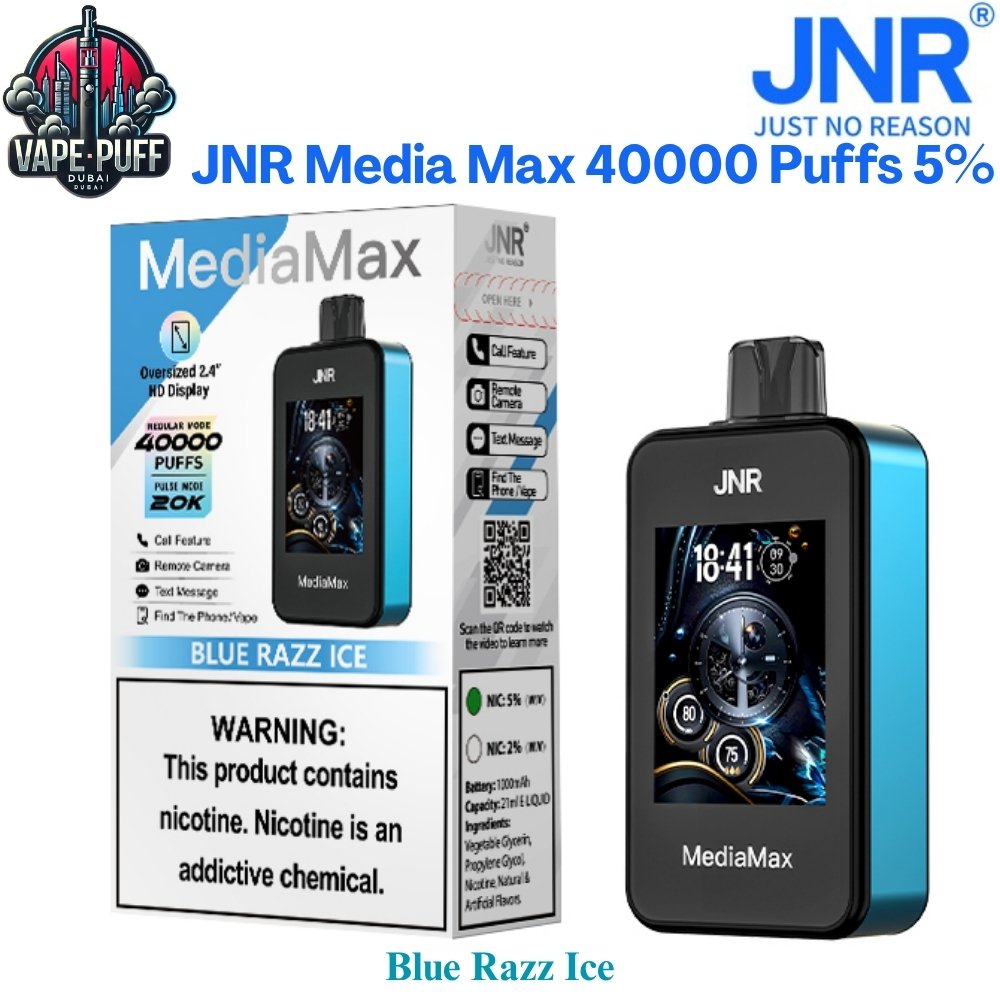 JNR Media Max 40000 Puffs 50MG Blue Razz Ice Disposable Vape in Dubai UAE JNR Media Max 40000 Puffs 50MG Blue Razz Ice Disposable Vape in Dubai UAE