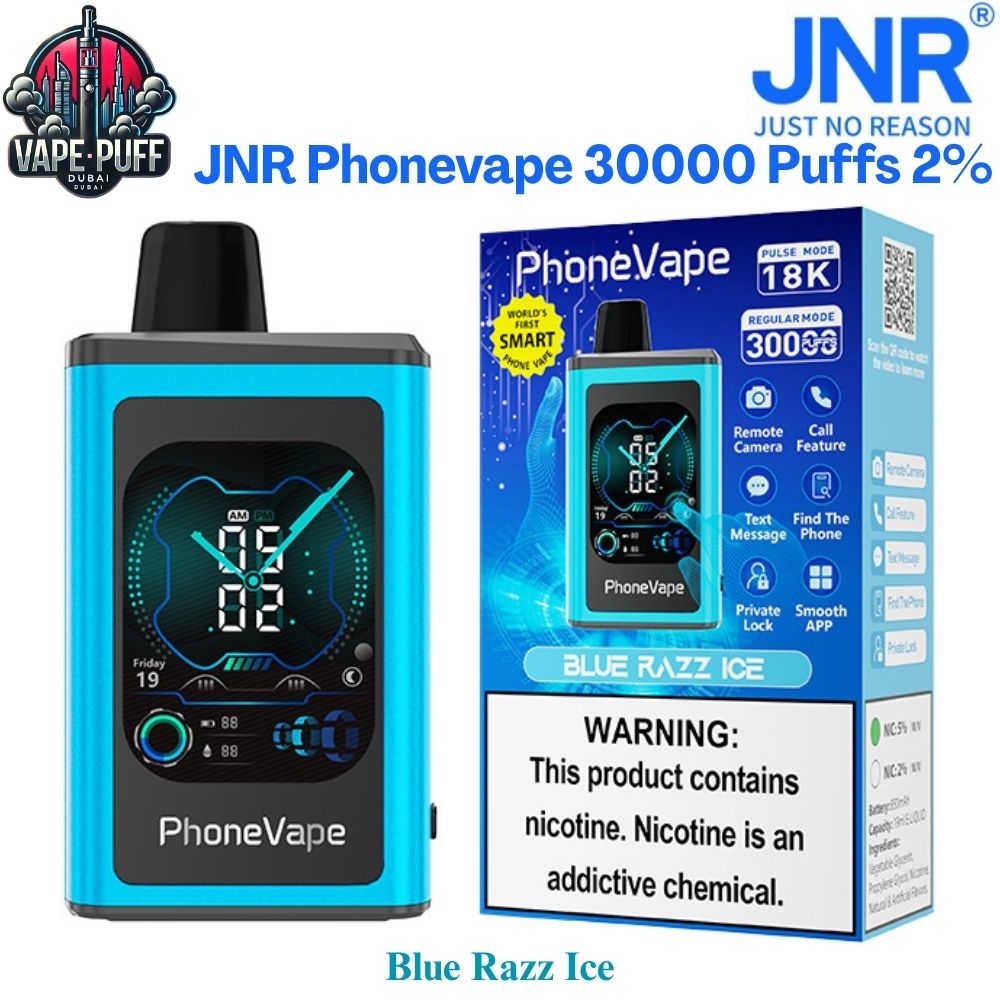 JNR Phonevape 30000 Puffs 20MG Blue Razz Ice Disposable Vape in Dubai UAE