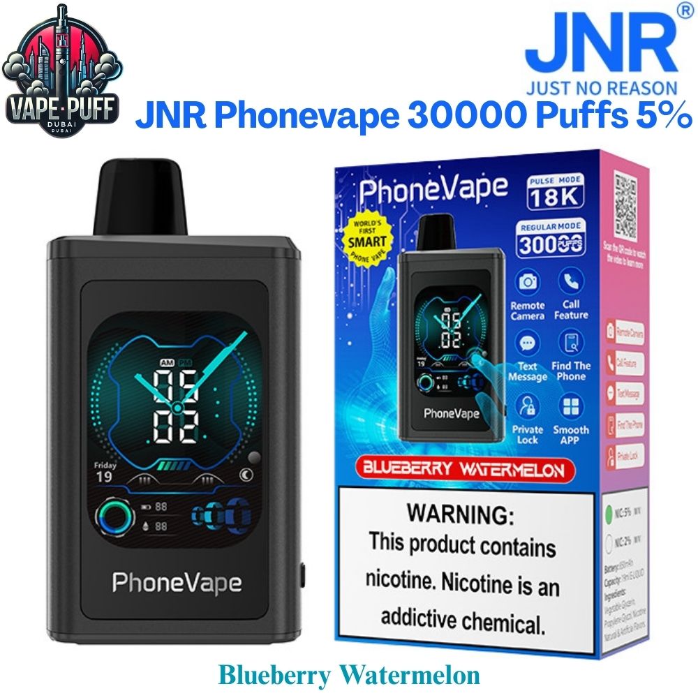 JNR Phonevape 30000 Puffs 50MG Blueberry Watermelon Disposable Vape in Dubai UAE