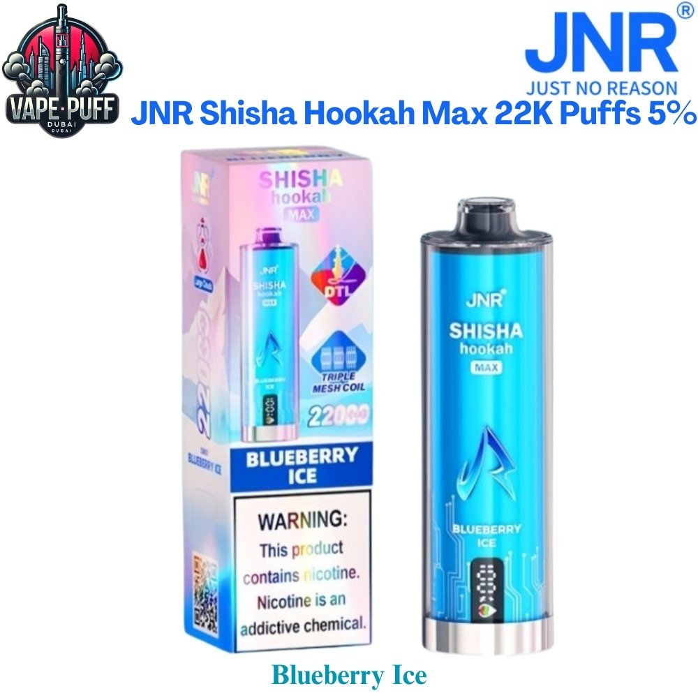 JNR Shisha Hookah Max 22000 Puffs 50MG Blueberry Ice Disposable Vape in Dubai UAE