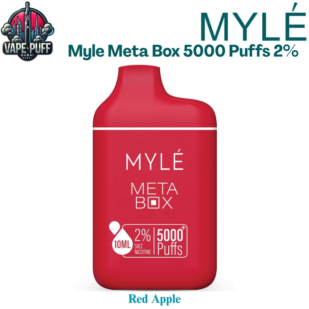 Myle Meta Box 5000 Puffs 20MG Red Apple Disposable Vape in Dubai UAE