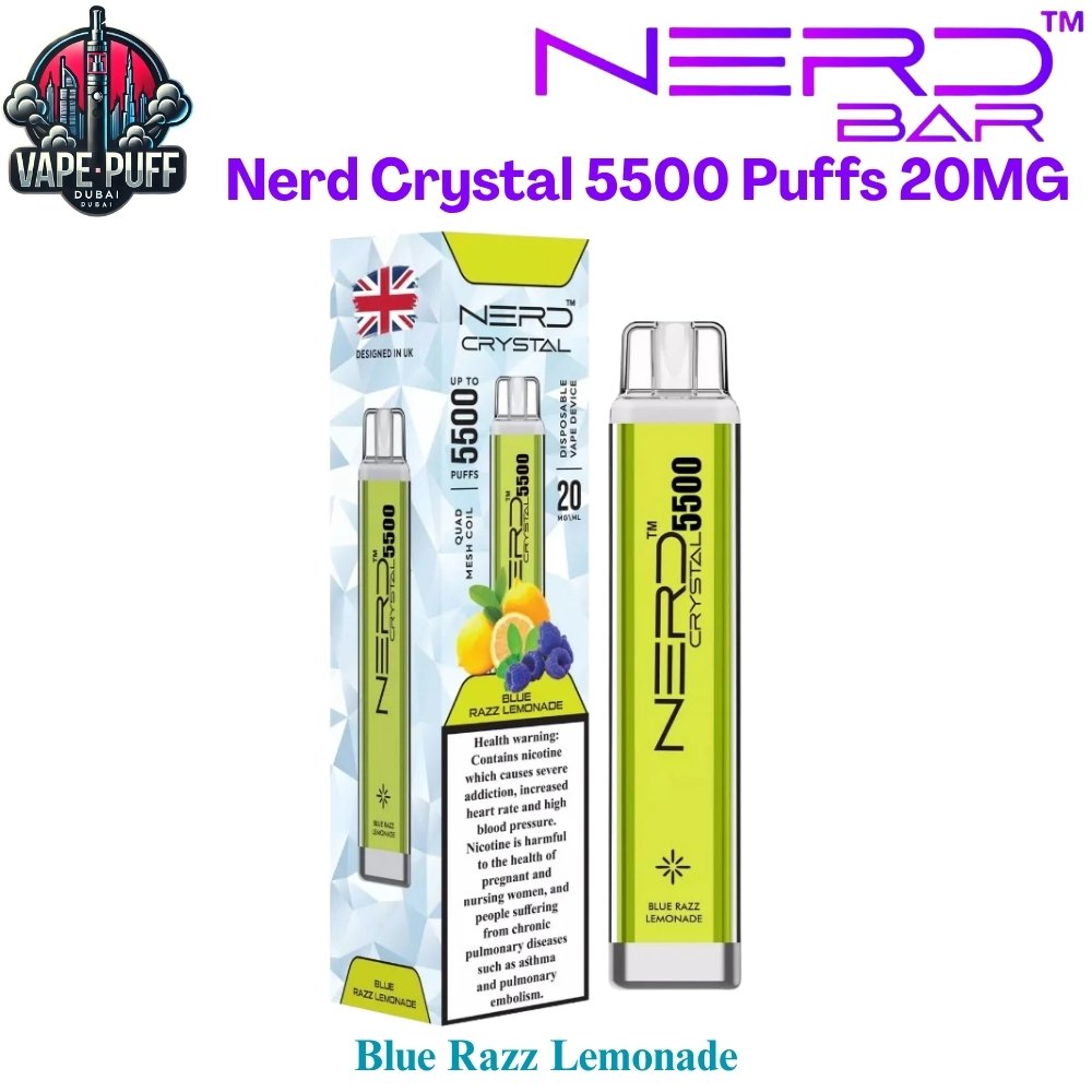 Nerd Crystal 5500 Puffs 20MG Blue Razz Lemonade Disposable Vape in Dubai UAE Nerd Crystal 5500 Puffs 20MG Blue Razz Lemonade Disposable Vape in Dubai UAE
