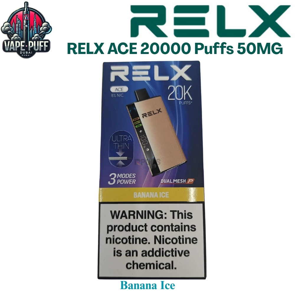 RELX ACE 20000 Puffs 50MG Banana Ice Disposable Vape in Dubai UAE RELX ACE 20000 Puffs 50MG Banana Ice Disposable Vape in Dubai UAE