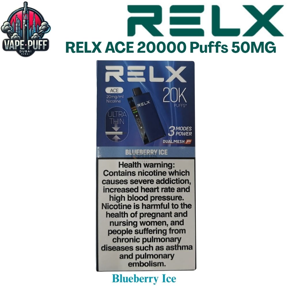 RELX ACE 20000 Puffs 50MG Blueberry Ice Disposable Vape in Dubai UAE RELX ACE 20000 Puffs 50MG Blueberry Ice Disposable Vape in Dubai UAE