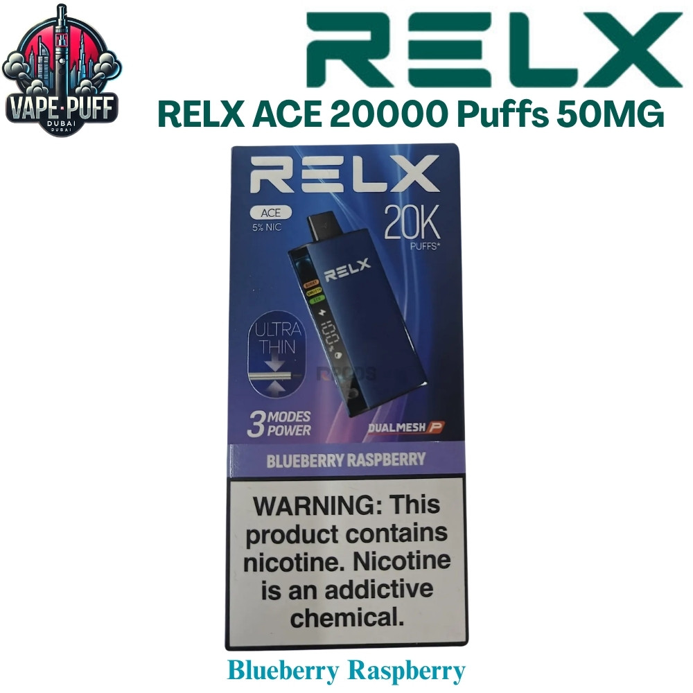 RELX ACE 20000 Puffs 50MG Blueberry Raspberry Disposable Vape in Dubai UAE RELX ACE 20000 Puffs 50MG Blueberry Raspberry Disposable Vape in Dubai UAE