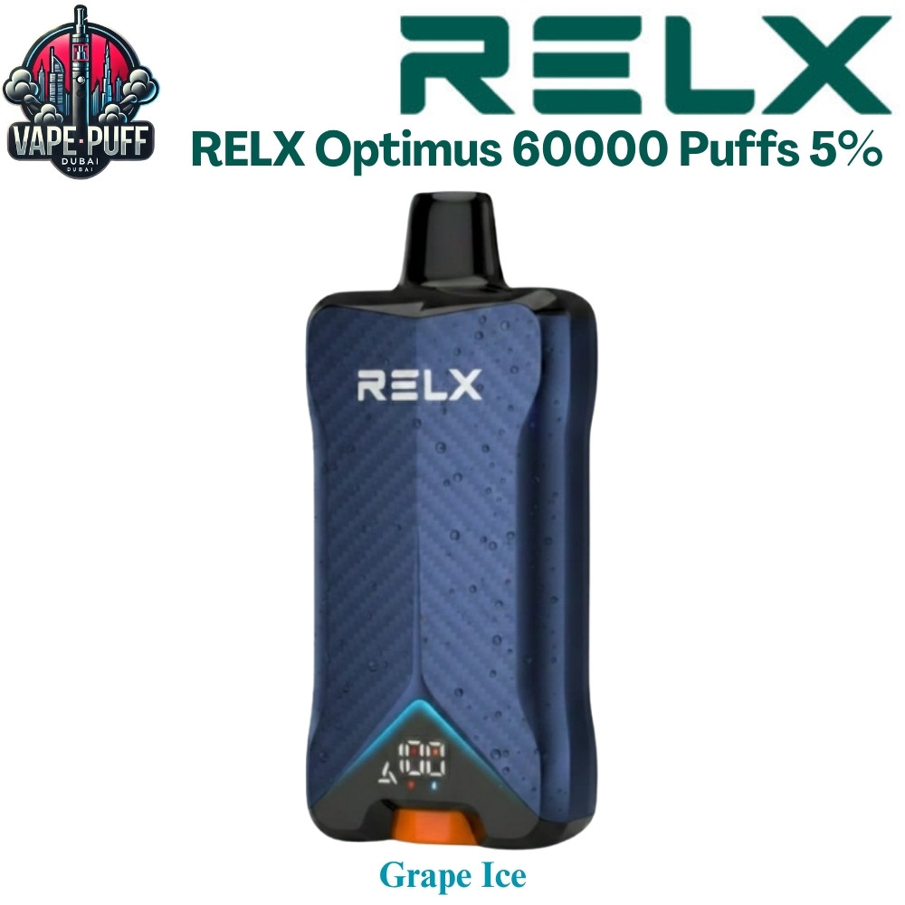 RELX Optimus 60000 Puffs 50MG Grape Ice Disposable Vape in Dubai UAE RELX Optimus 60000 Puffs 50MG Grape Ice Disposable Vape in Dubai UAE
