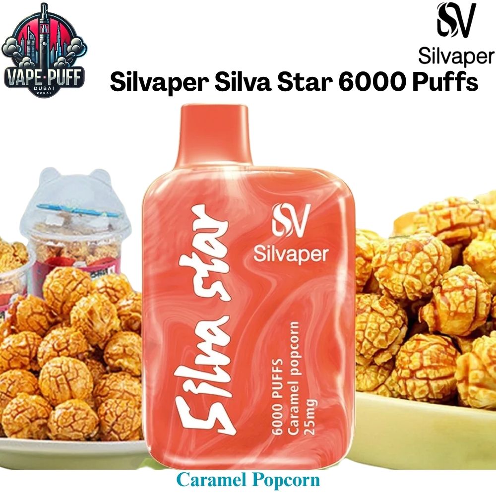 Silvaper Silva Star 6000 Puffs 25MG Caramel Popcorn Disposable Vape in Dubai UAE