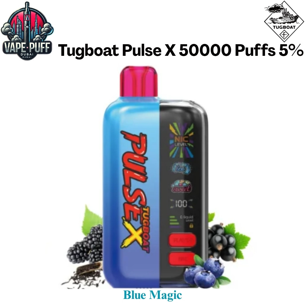 Tugboat Pulse X 50000 Puffs 50MG Blue Magic Disposable Vape in Dubai UAE Tugboat Pulse X 50000 Puffs 50MG Blue Magic Disposable Vape in Dubai UAE