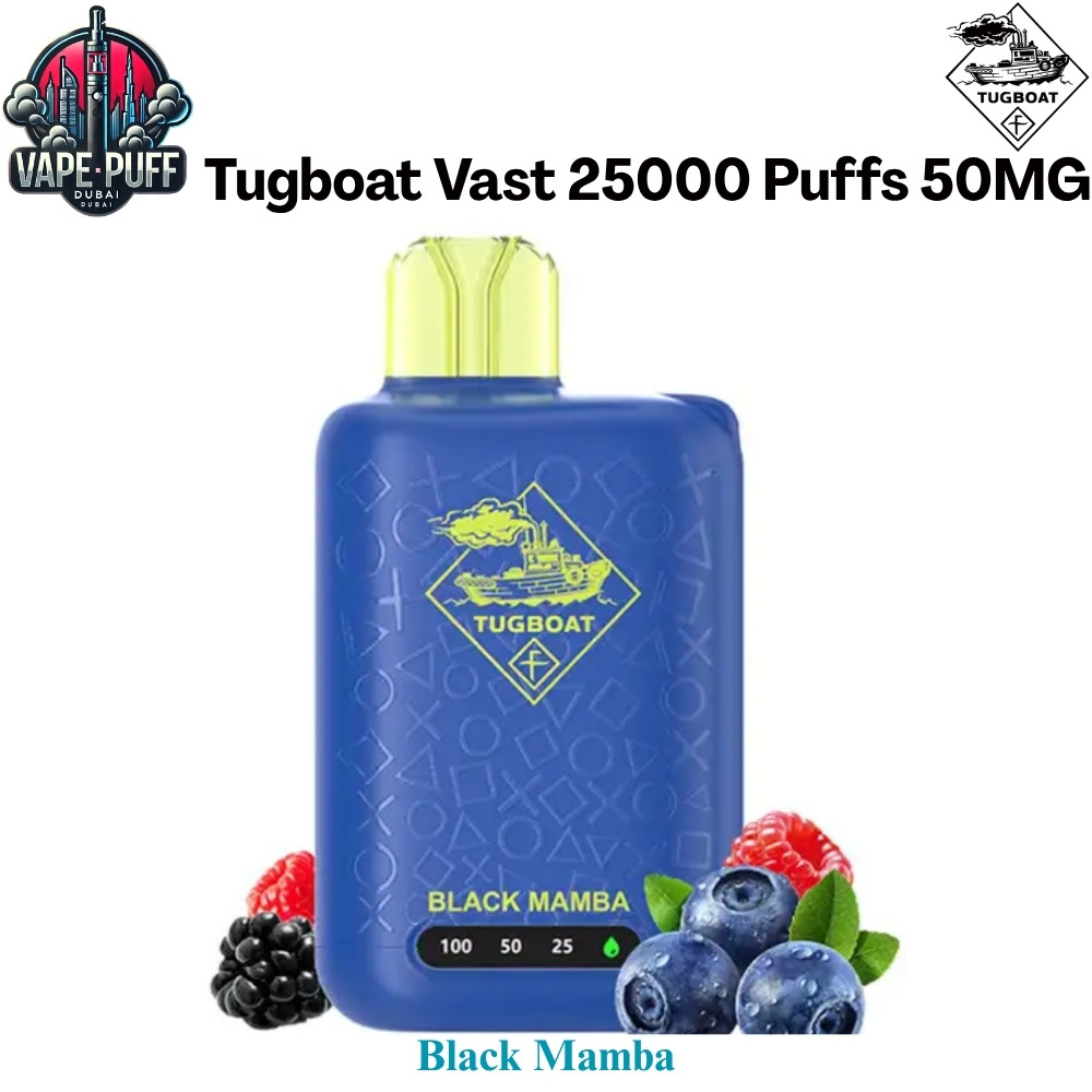 Tugboat Vast 25000 Puffs 50MG Black Mamba Disposable Vape in Dubai UAE Tugboat Vast 25000 Puffs 50MG Black Mamba Disposable Vape in Dubai UAE