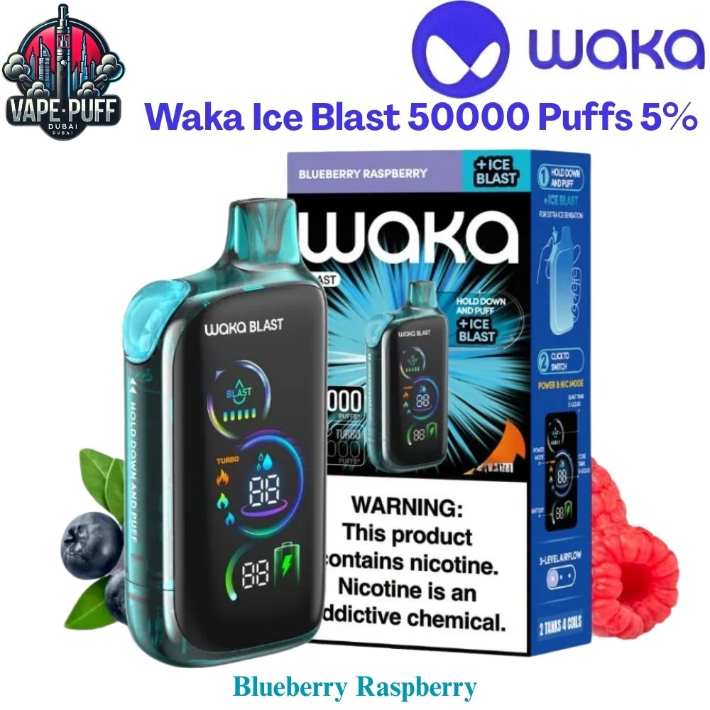 Waka Ice Blast 50000 Puffs 50MG Blueberry Raspberry Disposable Vape in Dubai UAE