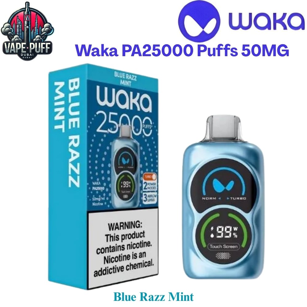 Waka PA25000 Puffs 50MG Blue Razz Mint Disposable Vape in Dubai UAE