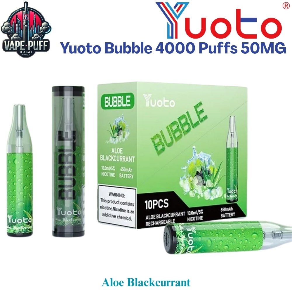 Yuoto Bubble 4000 Puffs 50MG Aloe Blackcurrant Disposable Vape in Dubai UAE